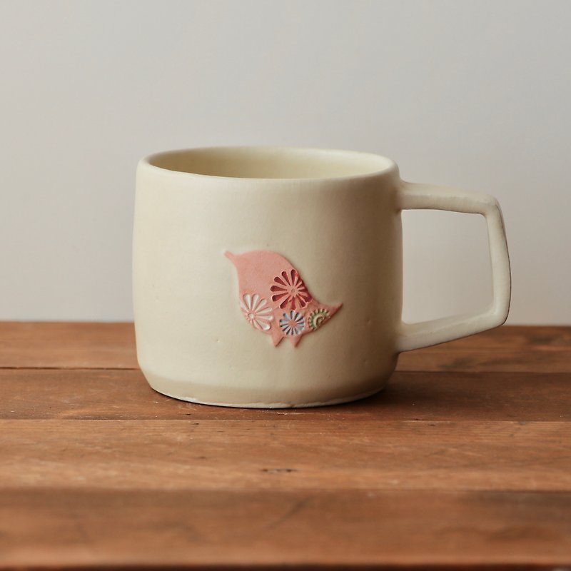 Bird soup cup Sakura color - Mugs - Pottery White