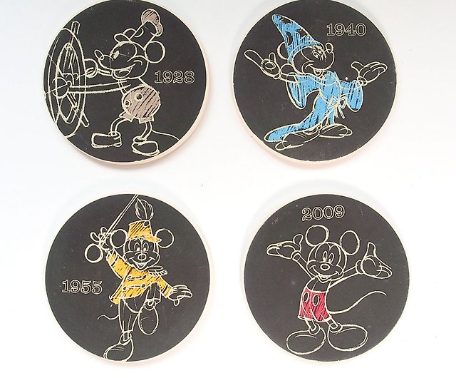 Refurbished- Mickey Year Chalk Graffiti Coasters 4pcs 【Hallmark