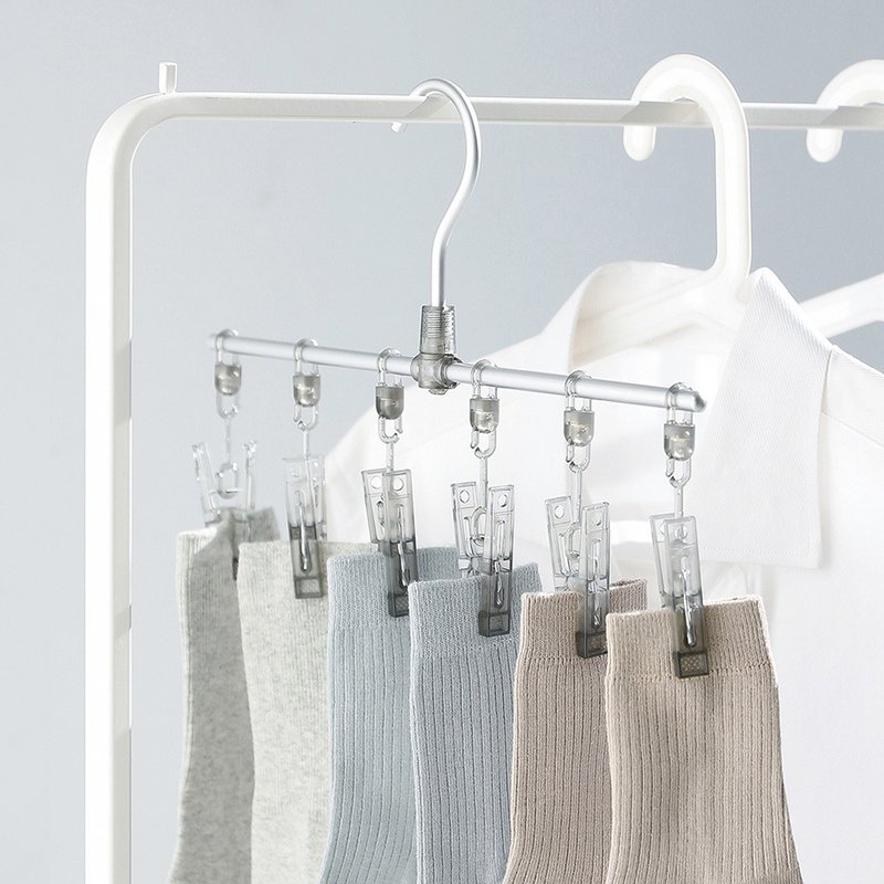 Japan Frost Mountain Aluminum Alloy One-Line Slim Underwear/Socks Drying Rack (6 Clips)-3 Into - ตะขอที่แขวน - อลูมิเนียมอัลลอยด์ สีเงิน