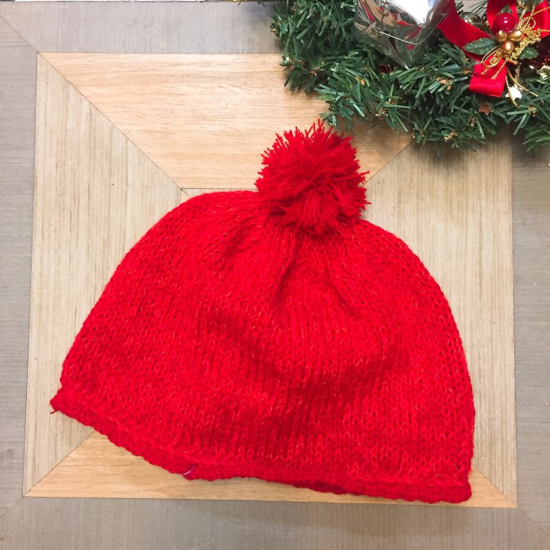 //Remove nails//Handmade hair cap _ red hair ball - Hats & Caps - Wool Red
