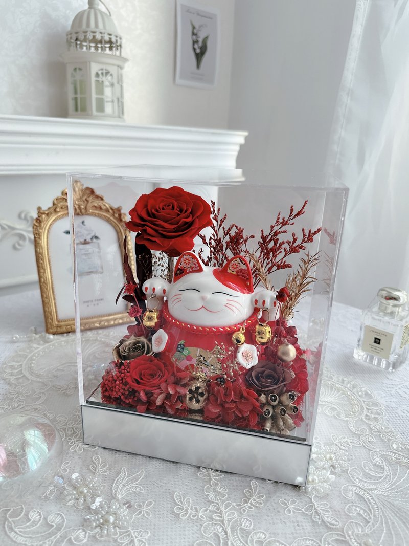 Red lucky cat lucky everlasting flower gift - Dried Flowers & Bouquets - Plants & Flowers Multicolor