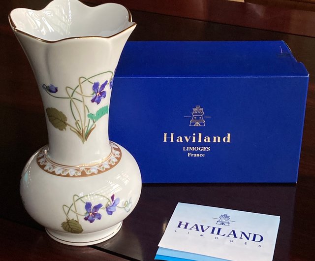 HAVILAND 皇后ユージェニーシリーズ 紫文様 金彩六弁花瓶 - ショップ