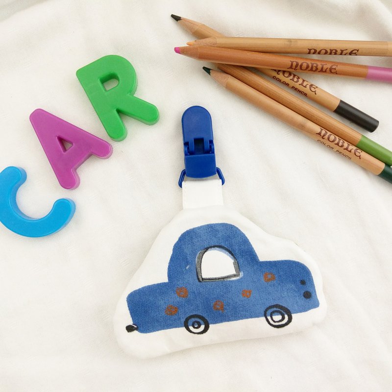 Dark blue beetle car. Modeling peace charm bag (name can be embroidered) - Omamori - Cotton & Hemp Blue