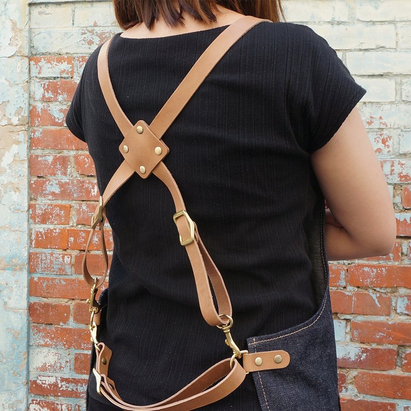 Apron shoulder straps/M4-008 - Leather Goods - Genuine Leather Black