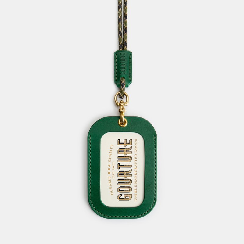 GOURTURE - Straight ID holder/ ID card holder/ Easy card holder [Pine green] - ที่ใส่บัตรคล้องคอ - หนังแท้ สีเขียว