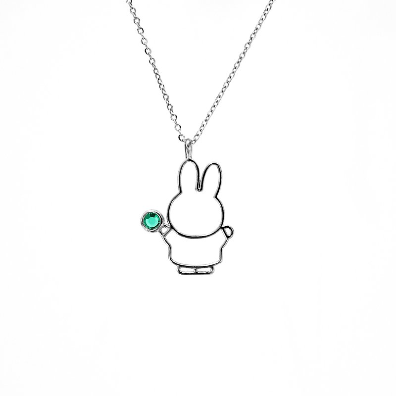 【Pinkoi x miffy】Miffy Emerald Crystal Necklace | May Birthstone - Necklaces - Crystal Green