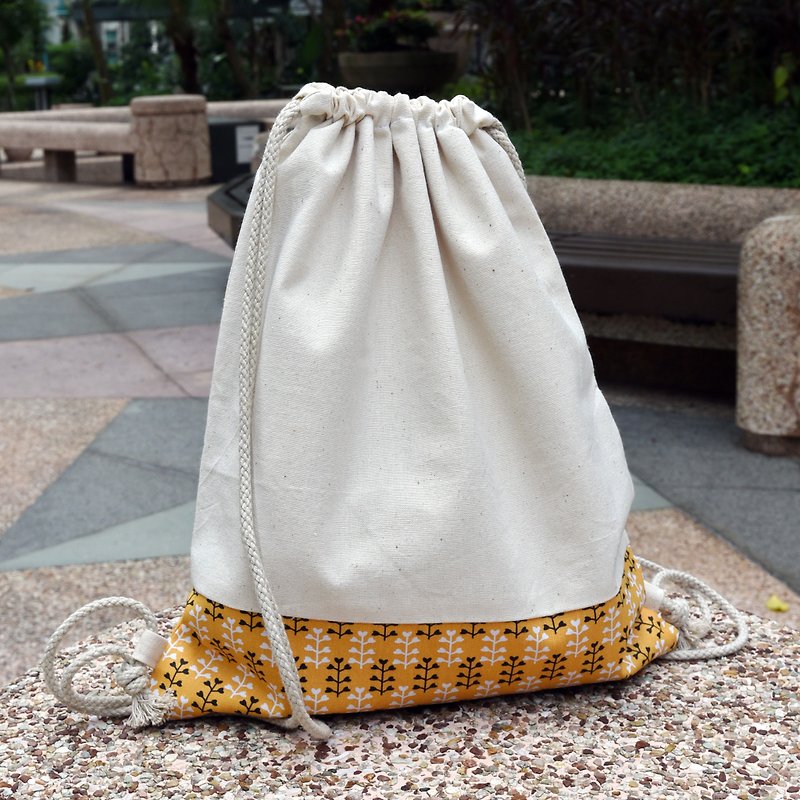 Cotton & Hemp Drawstring Bags Orange - Drawstring backpack/drawstring bag/ drawstring pocket~ Xiaocao (B72) RS/L1