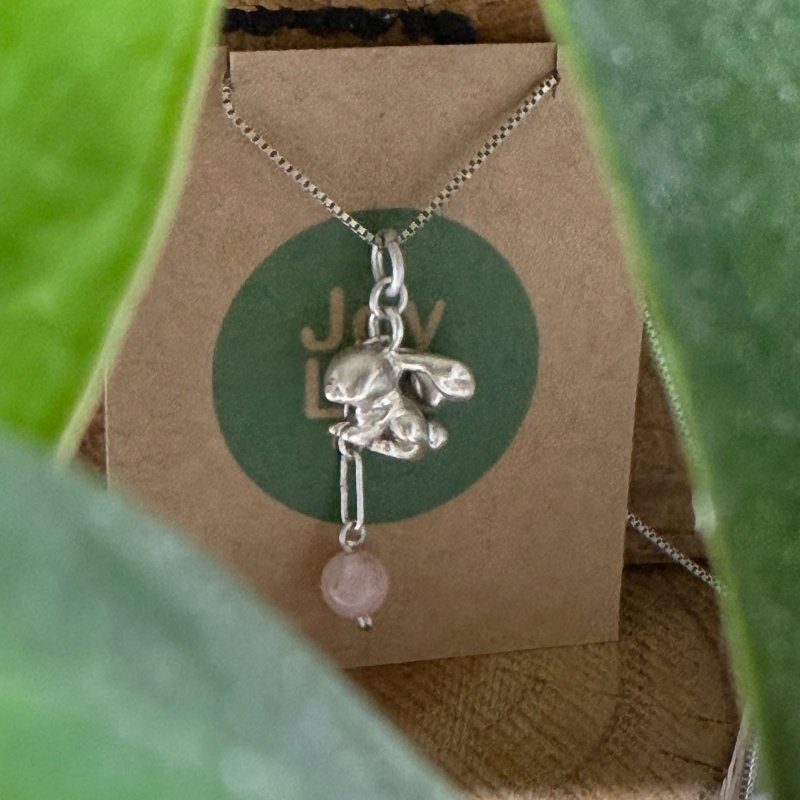 925 Sterling Silver Necklace | Solid Rabbit Morganite - สร้อยคอ - เงินแท้ 