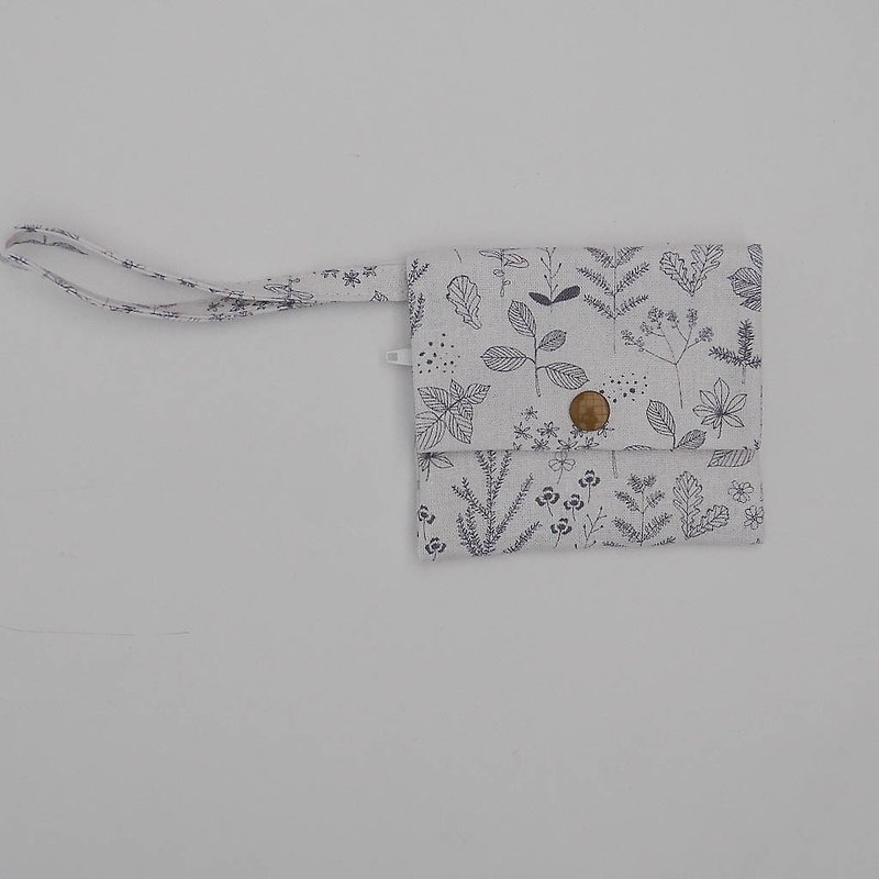 ホワイト花の小さな財布の底 - 財布 - コットン・麻 ホワイト