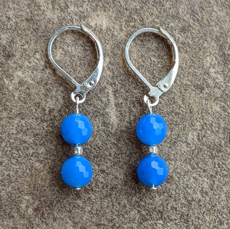 Natural Gemstone Sterling Silver Earrings - Earrings & Clip-ons - Gemstone Blue