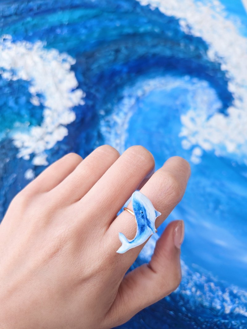 【動物たち No.023】シロナガスクジラ クジラ . リング - リング・指輪 - レジン 