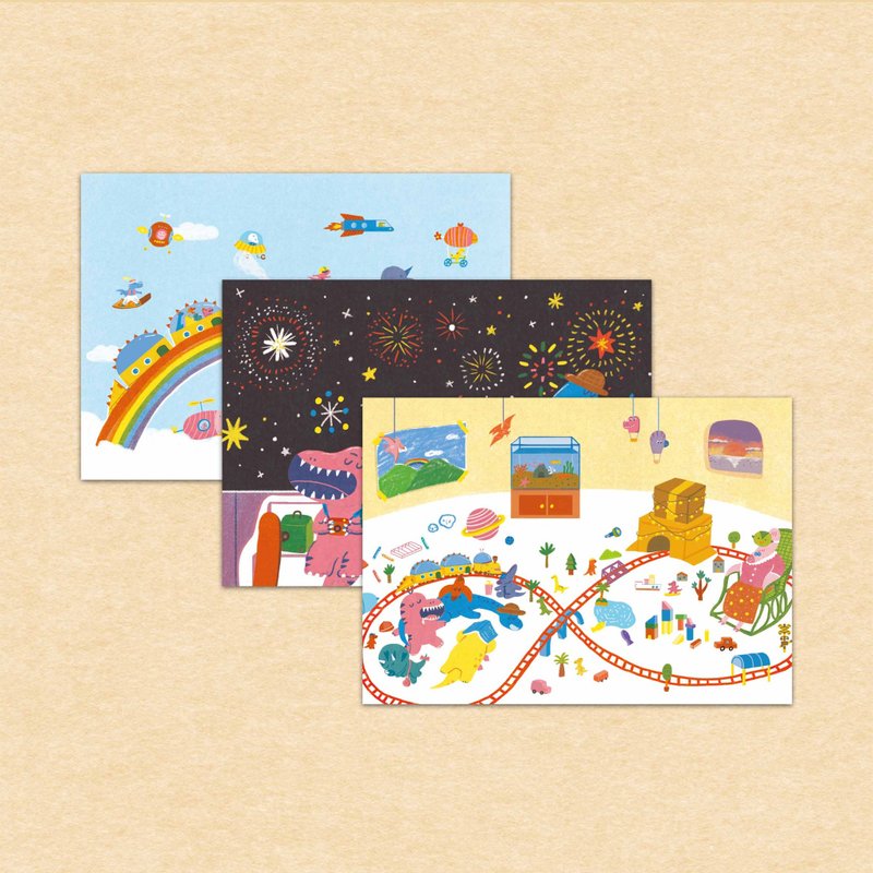 Dinosaur Friends/Three Discount Sets/Picture Book Postcards - การ์ด/โปสการ์ด - กระดาษ หลากหลายสี