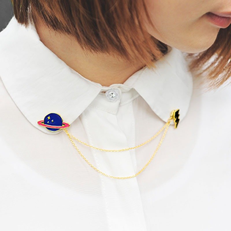 U-PICK original product life original Korean style playful and lively alloy cute collar pin brooch pin - เข็มกลัด - โลหะ 