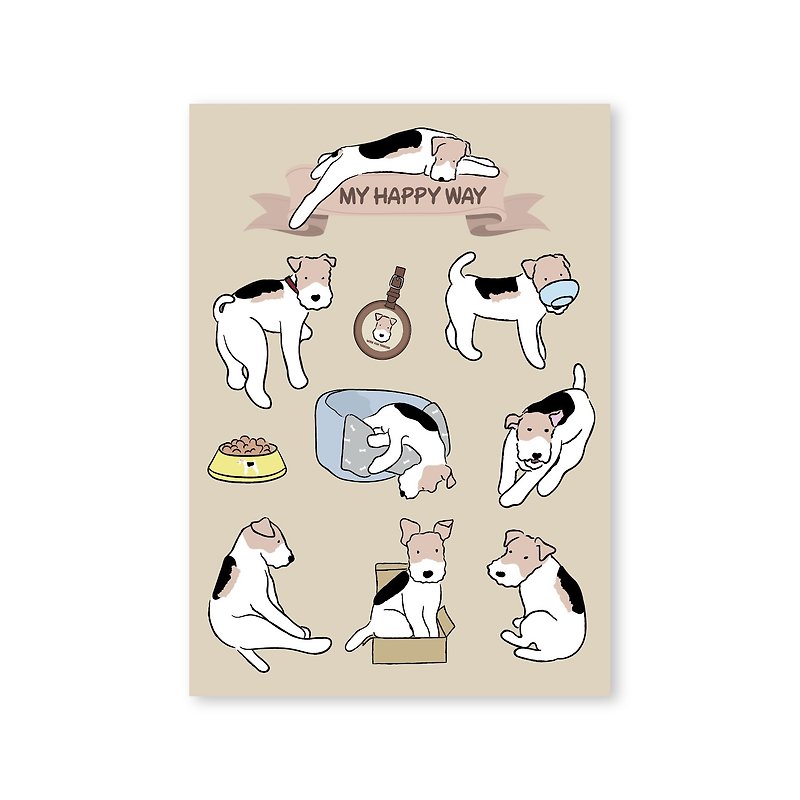 Wirefoxterrier Postcard   MY HAPPY WAY - Cards & Postcards - Paper White