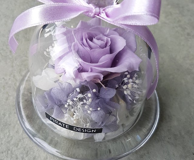 Everlasting Rose Glass Flower Box I Smokey Pink I Birthday Gift