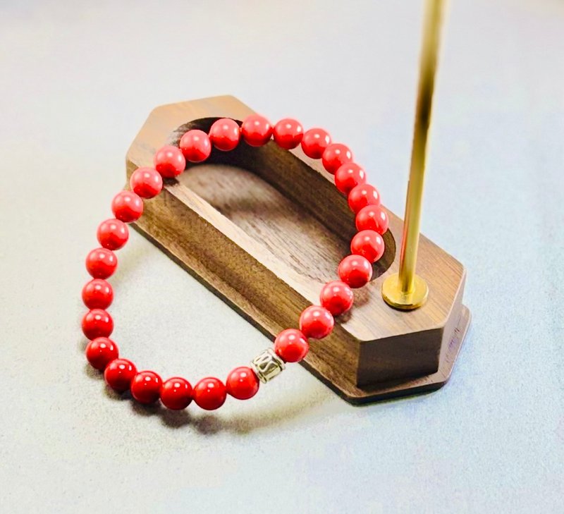 一抹平安的紅 —— 硃砂 × 泰銀隔珠手串 - 手鍊/手環 - 玉石 