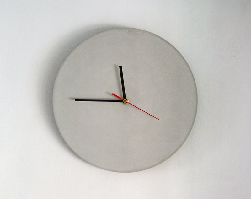 極簡水泥圓鐘 - 時鐘/鬧鐘 - 水泥 灰色