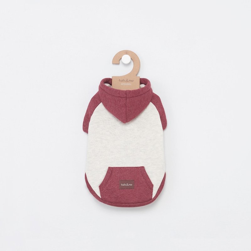 [Tail with me] pet clothes hooded short-sleeved hit color pocket jacket gray red - Clothing & Accessories - Cotton & Hemp Multicolor