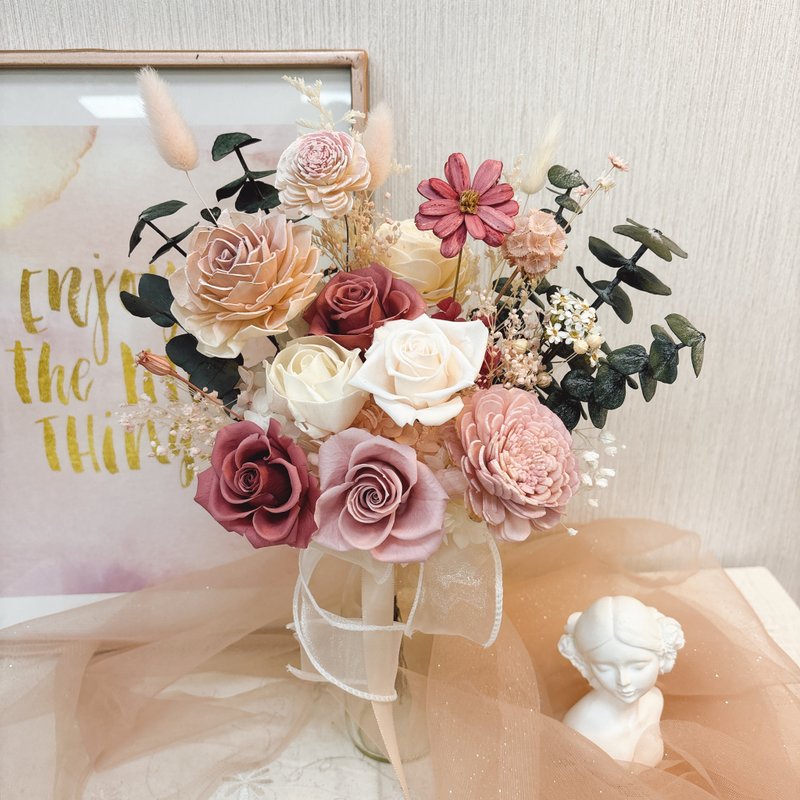 【婚禮捧花】莓果奶油捧花-永生捧花 婚禮 手捧花 乾燥花 - 乾燥花/永生花 - 植物．花 多色