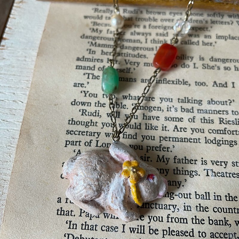 Rabbit necklace - Necklaces - Pottery Multicolor