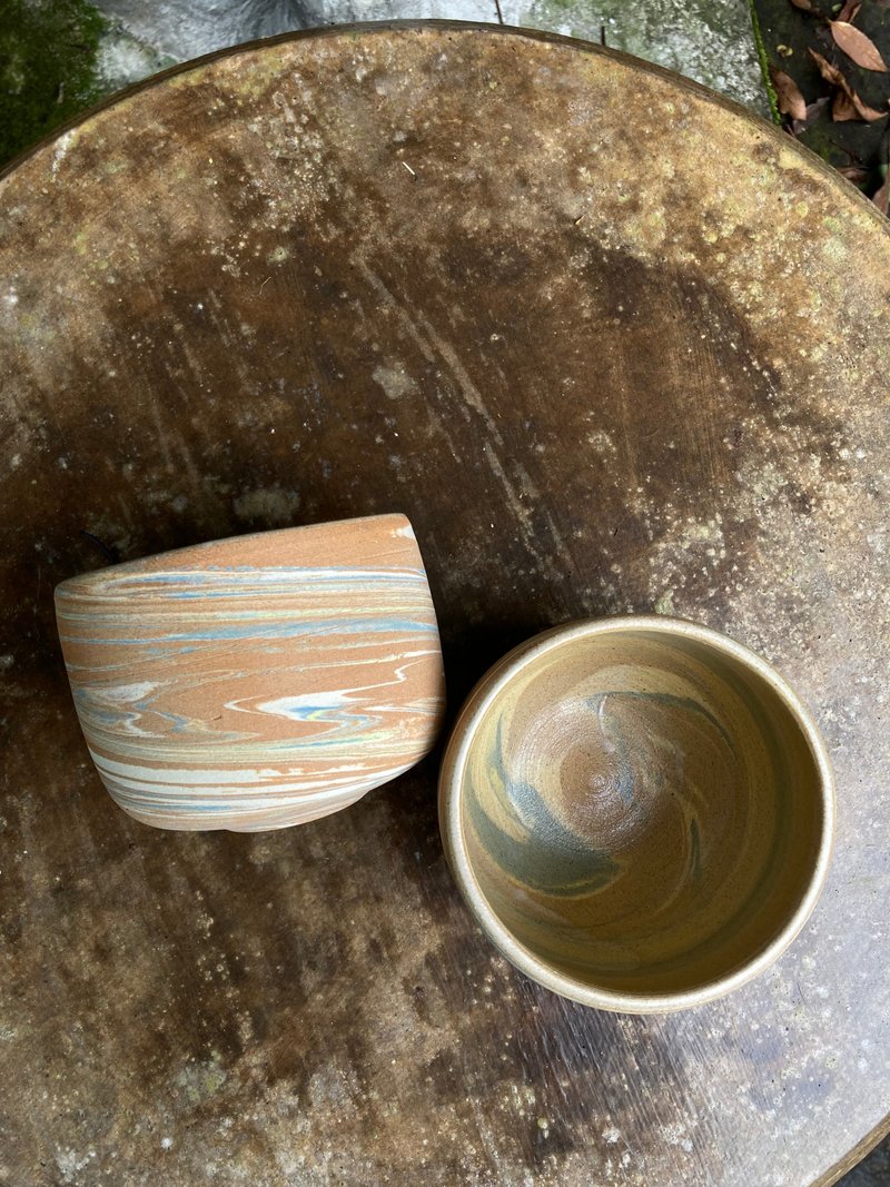 霧面半透絞胎茶對杯 - 茶壺/茶杯/茶具 - 陶 