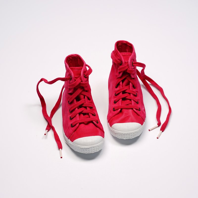 西班牙帆布鞋 CIENTA 61777 66 桃紅色 洗舊布料 童鞋 高筒 - 男/女童鞋 - 棉．麻 紅色