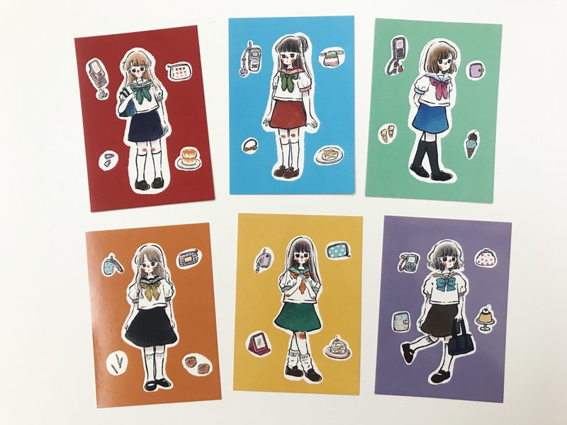 Postcard Sailor Uniform Girls - 6 styles in total for girls in those years - Cards & Postcards - Paper 