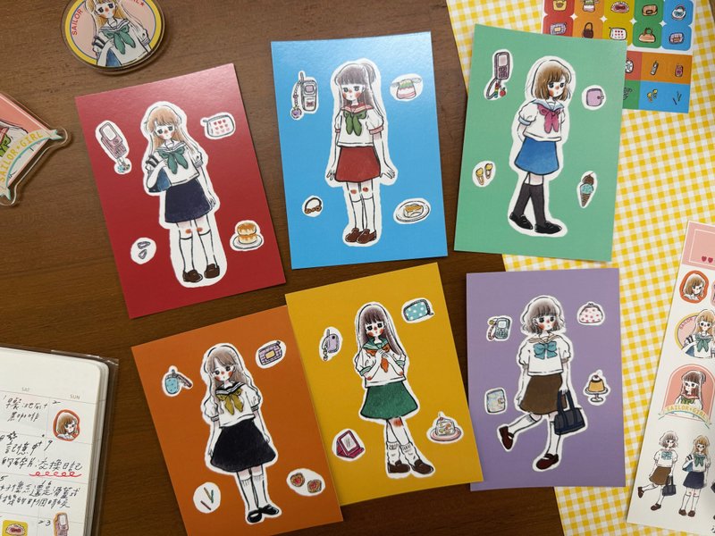 明信片 水手服少女-那些年的女孩們 共6款 - 卡片/明信片 - 紙 