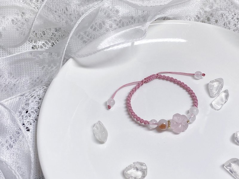 Sakura の Love | Cherry Blossom Agate, Rose Quartz, Moonstone - Bracelets - Crystal Pink