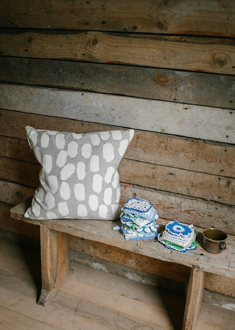 Nordic designer style – pillowcase DOTS, WHITE - หมอน - ผ้าฝ้าย/ผ้าลินิน สีเทา