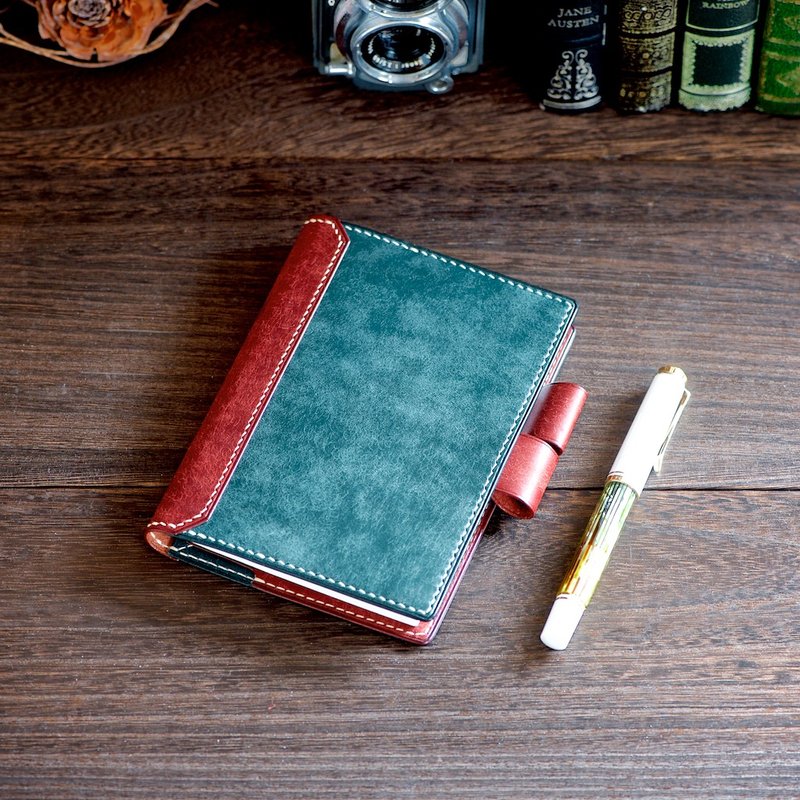 Tsubame Note A6 Leather Cover with Pen Holder Color Order - Notebooks & Journals - Genuine Leather Blue