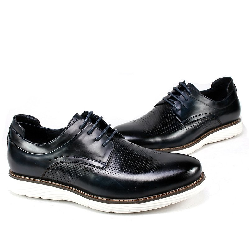 sixlips functional and lightweight Derby casual shoes black and blue - รองเท้าหนังผู้ชาย - หนังแท้ สีน้ำเงิน