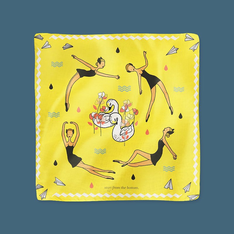 Illustrated Scarf - Dance of The Primrose - Scarves - Polyester Yellow