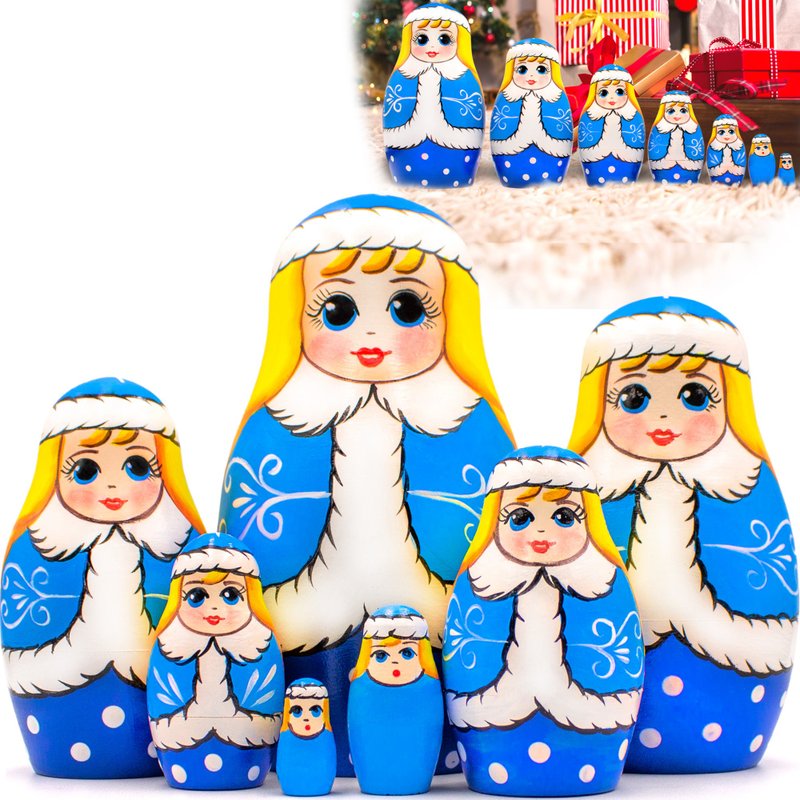 Snow Maiden Nesting Dolls  - Wooden Christmas Gifts - Christmas Nesting Dolls - 寶寶/兒童玩具/玩偶 - 木頭 多色