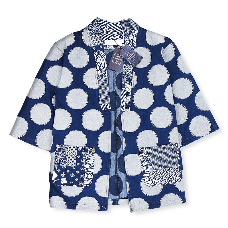 DYCTEAM x BLUE MONDAY - DENIM NORAGI | fifth sleeve Japanese kimono blouse tannin - จัมพ์สูท - วัสดุอื่นๆ สีน้ำเงิน