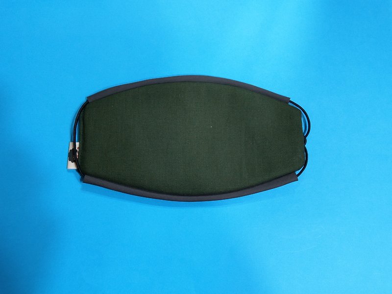 Minimalist plain green face gray edge strips handmade limited stereo masks comfortable / breathable / washable - หน้ากาก - ผ้าฝ้าย/ผ้าลินิน สีเขียว