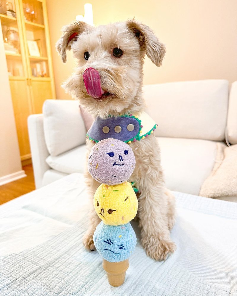 【Dog Toy】 CHEWFFON Tri-Color Ice Cream Ball - Pet Toys - Other Materials 