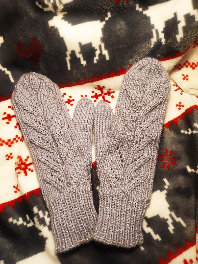 Knitted openwork mittens - Gloves & Mittens - Wool Gray