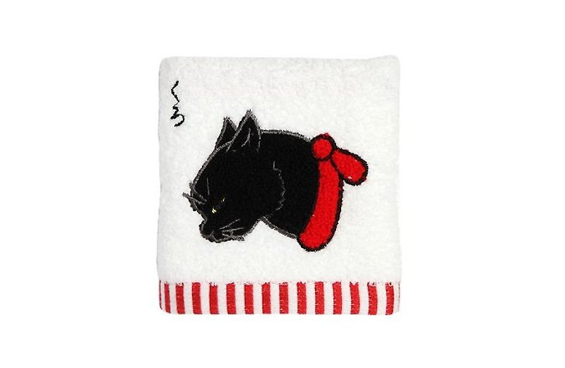 [Jingdong all KYO-TO-TO] cat feeding good fifty-three Cloth シ an have DANGER _ Po original (ku ro) embroidered towel - Towels - Cotton & Hemp Red