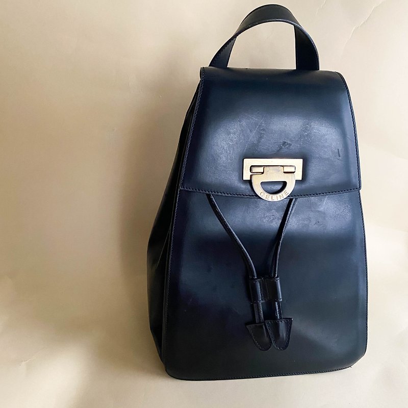 Second-hand Celine│Backpack│Vintage Backpack│Genuine Leather│Made in the United States│Antique│Girlfriend Gift - กระเป๋าเป้สะพายหลัง - หนังแท้ สีดำ