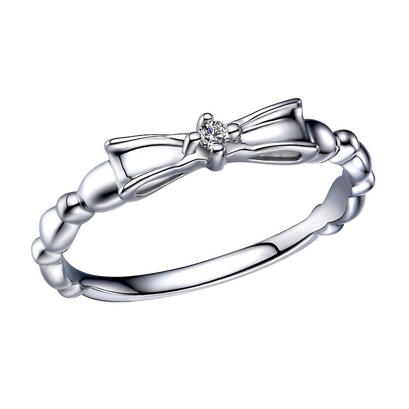 女用戒指 尾戒推薦  鑽石白鋼  繪心繪影 (戒圍訂做不加價) - 戒指 - 鑽石 銀色