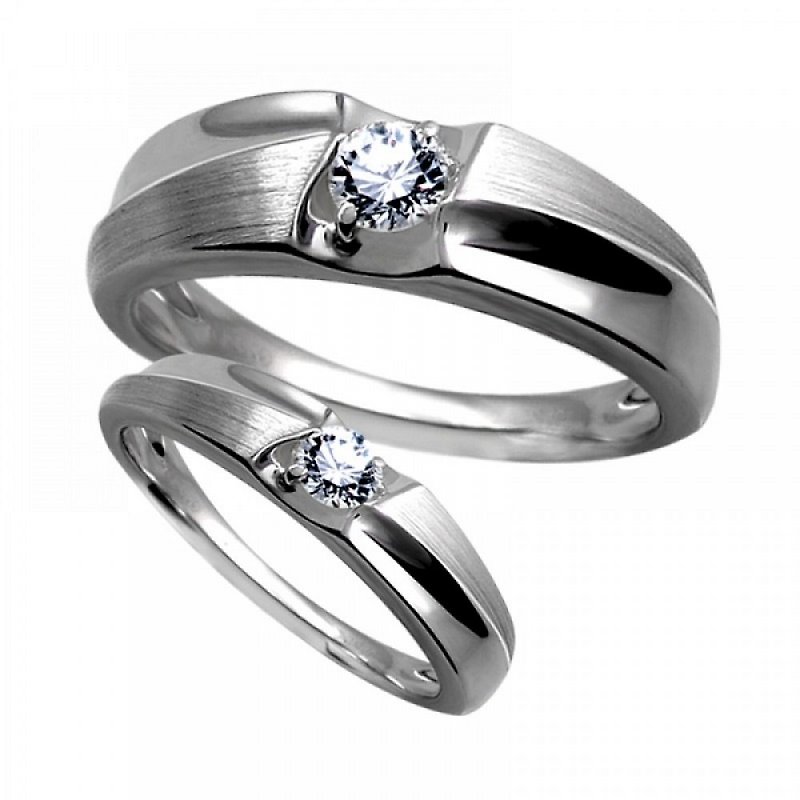 真愛幸福 鑽石白鋼 求婚戒指 結婚對戒推薦 - 對戒 - 鑽石 銀色