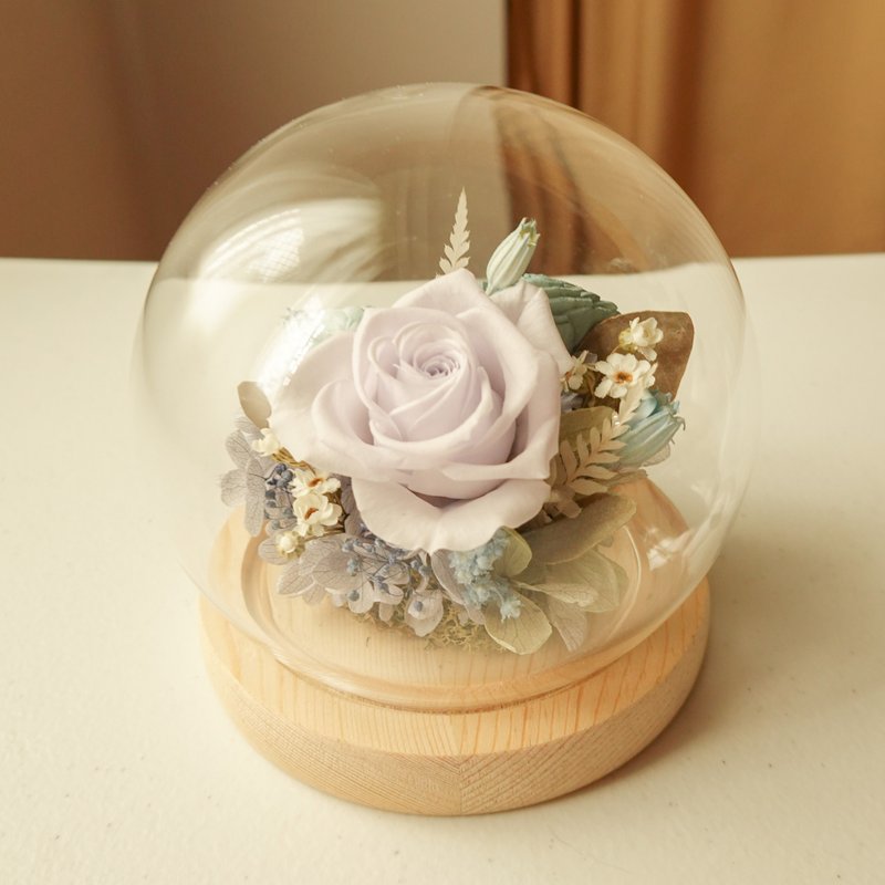 Preserved flower glass cup - lavender purple - ช่อดอกไม้แห้ง - พืช/ดอกไม้ สีม่วง