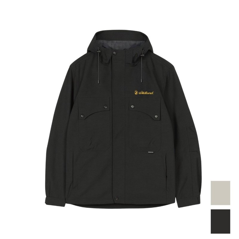【Wildland 荒野】Windproof Water-Repellent Japanese Style Pocket Jacket Unisex 0B32922 - เสื้อแจ็คเก็ต - เส้นใยสังเคราะห์ สีดำ