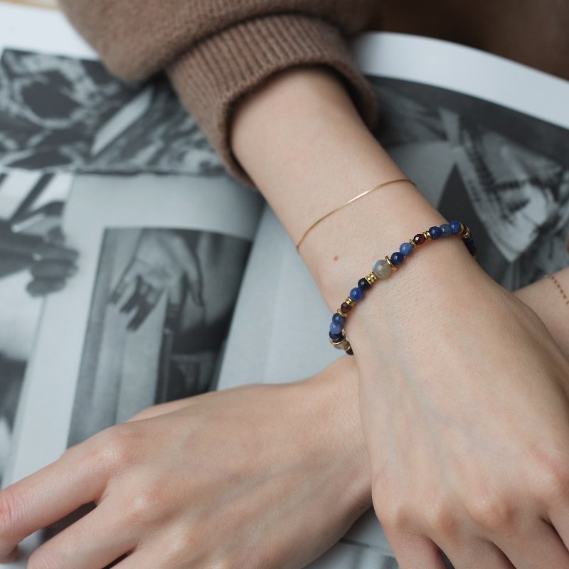 ZHU. handmade bracelet | deep sea light (brass / sister / natural stone / Christmas / exchange gifts) - Bracelets - Stone 