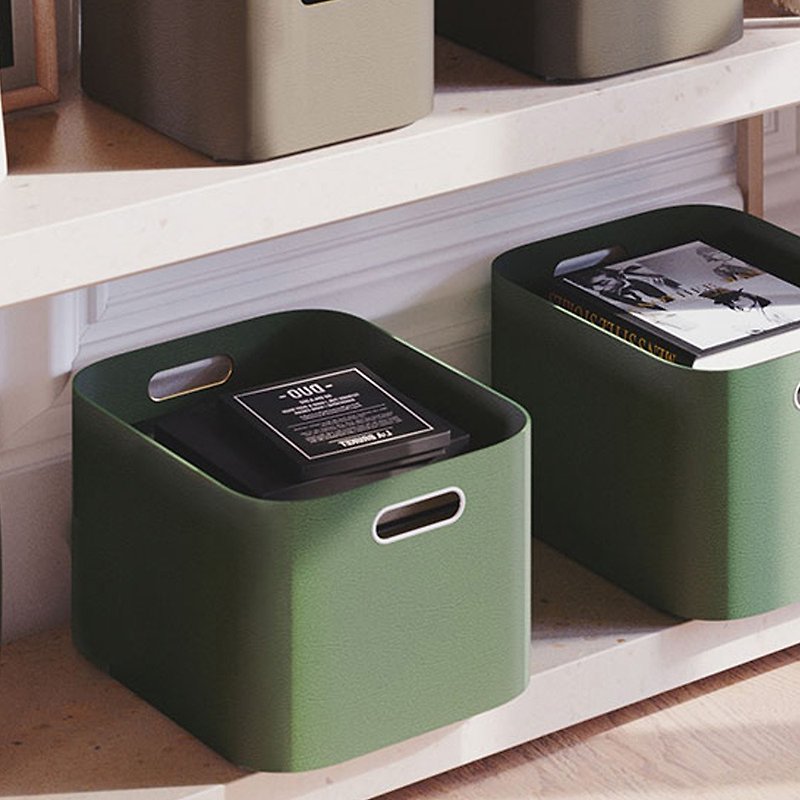 Bencross Original Heart - Leather Storage Basket - Olive Green - Large