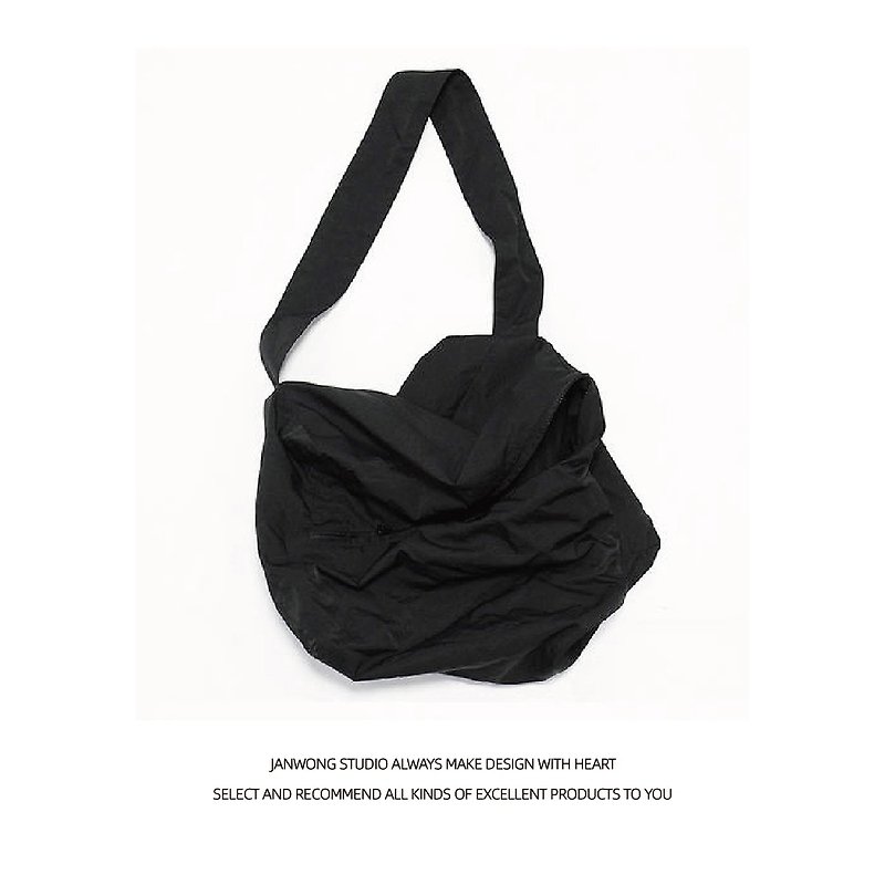 JANWONG Pioneer Functional Sports Series Nylon Three-Dimensional Diagonal Zipper Shoulder Bag - Messenger Bags & Sling Bags - Other Materials Black