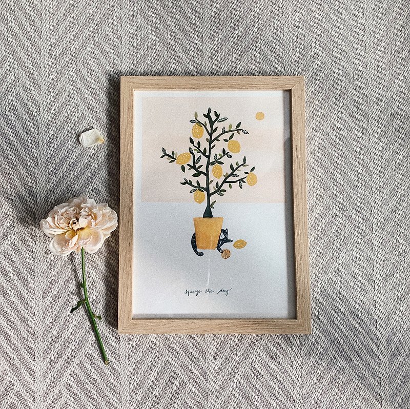 Lemon with lemon frame (Original painting) - Posters - Paper 