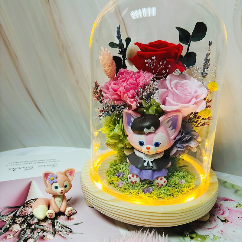 Lena Belle cylindrical night light glass cup/birthday gift/graduation gift - ช่อดอกไม้แห้ง - พืช/ดอกไม้ 
