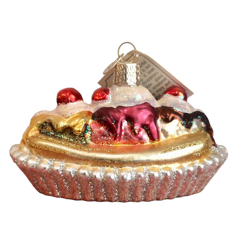 Vintage Old World Christmas Banana Split Glass Ornament - その他 - ガラス 